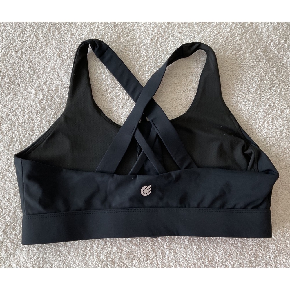 Cordaw Womens Black Front Zip High Impact Cross Back Sports Bra Size L - Picture 2 of 6